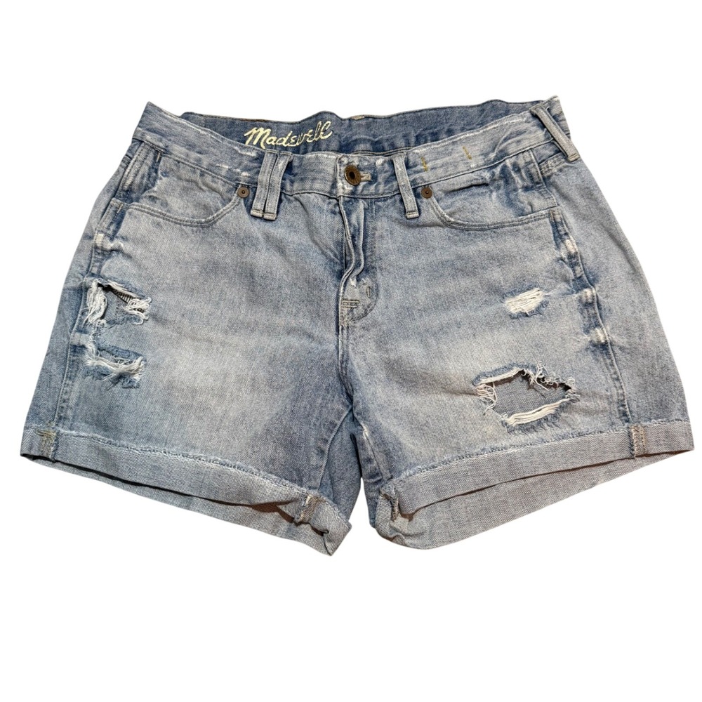 Madewell Distressed Denim Cutoff Shorts Light Wash Rolled Cuff Women Size 27